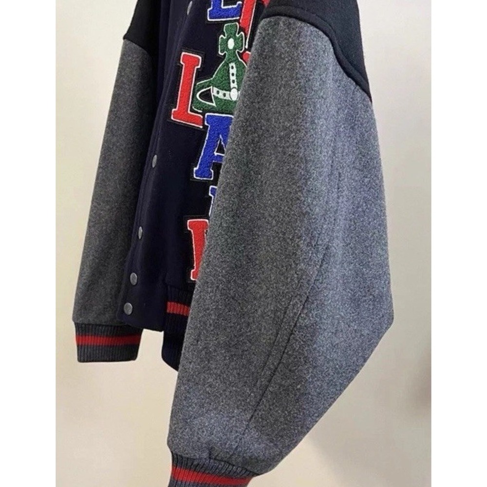 Vivienne Westwood RED LABEL Wool Varsity Jacket Orb Navy Gray New No Tags - Picture 4 of 13